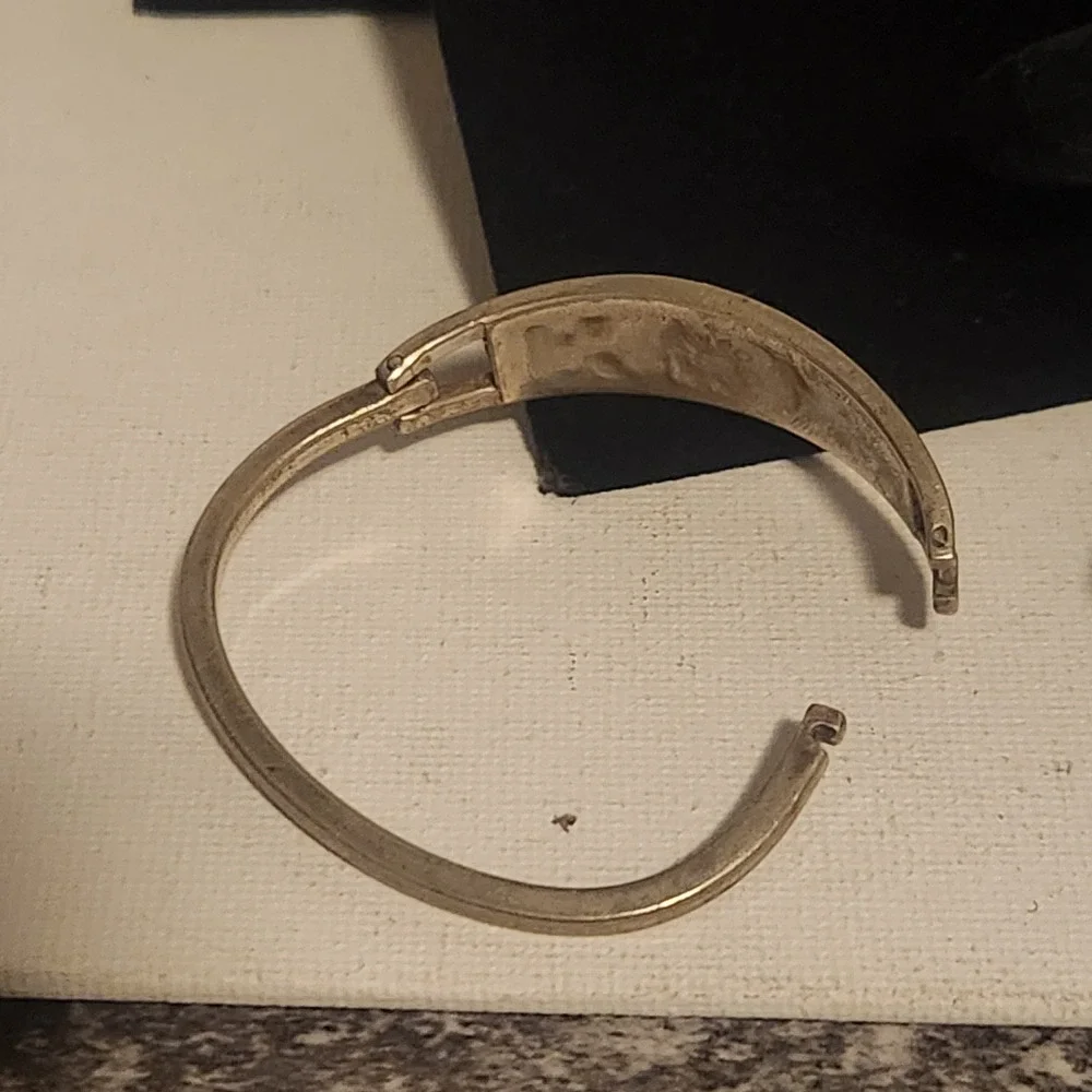 Vintage Alpaca Mexico Pink Enamel Mother of Pearl Floral Butterfly Bangle kids